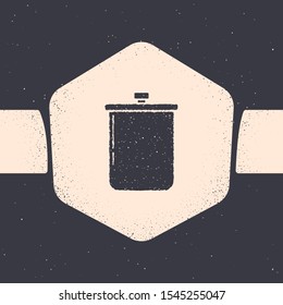 Grunge Cooking pot icon isolated on grey background. Boil or stew food symbol. Monochrome vintage drawing. Vector Illustration