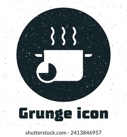 Grunge Kochekopf und Küchenzeitgeber Symbol einzeln auf weißem Hintergrund. Kochen oder Einstechen von Lebensmittelsymbol. Einfarbige Vintage-Zeichnung. Vektorgrafik