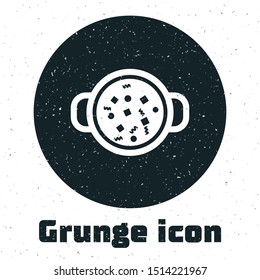 Grunge Cooking soup in pot icon isolated on white background. Boil or stew food symbol. on white Vector Illustration