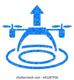 Grunge Copter Start icon with grunge design and dirty texture. Unclean vector blue pictogram for rubber seal stamp imitations and watermarks. Draft sticker symbol.