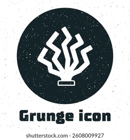 Grunge Coral icon isolated on white background. Monochrome vintage drawing. Vector