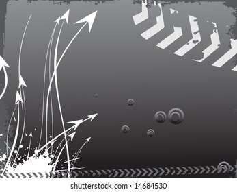 grunge corner and arrow pointing up, gray vector illustration
