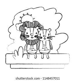 grunge couple lion cute wild animal