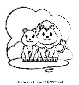 grunge couple lion wild animal in the landscape