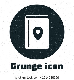 Grunge Cover book travel guide icon isolated on white background.  Vector Illustration