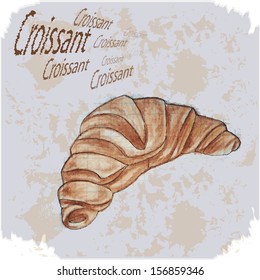 Grunge Cover. Croissant on vintage background