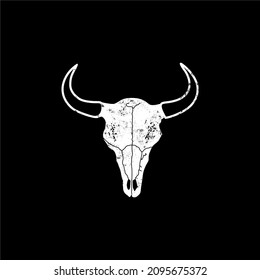 Grunge Cow Buffalo Bull Bison Angus Skull Head Vector Design