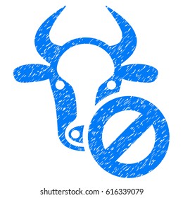 Grunge Cow Forbidden rubber seal stamp watermark. Icon symbol with grunge design and dust texture. Unclean vector blue emblem.