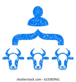Grunge Cow Shepherd rubber seal stamp watermark. Icon symbol with grunge design and scratched texture. Unclean vector blue emblem.