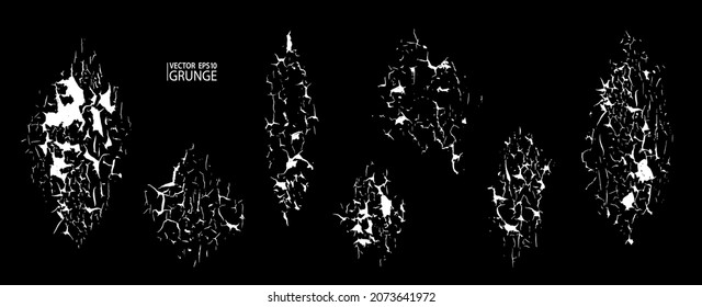 Superposiciones de grietas gruesas. Conjunto vectorial de texturas superficiales secas. Recogida gruesa. Grunge muy detallado. Pintada vieja, textura seca del suelo.
