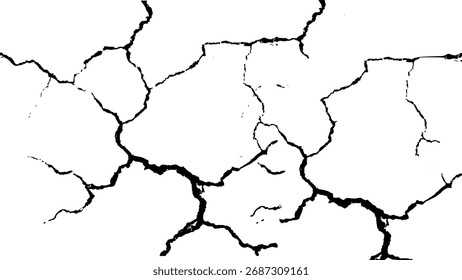 grunge crack texture. Sketch crack texture. Ground cracks, breaks on land surface from earthquake. Grunge Urban Different distressed black grain texture. Grunge Urban Different distressed black grain