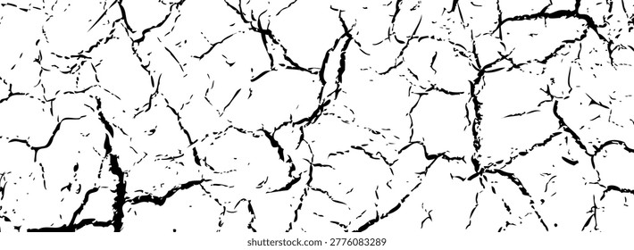 Grunge crack textured pattern, broken concrete wall background. Broken ice structure, road after earthquake, dry mud pattern, rough cracked stone, distress vector effect