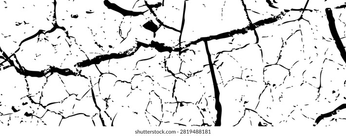 Grunge crack textured pattern, broken concrete wall background. Broken ice structure, road after earthquake, dry mud pattern, rough cracked stone, distress vector effect