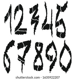 Grunge cracked numbers.Decorative font style.Vector lettering illustration.