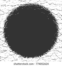 Grunge Cracks Effect Texture. Cracked Concrete Wall. Round text field. Vector Background