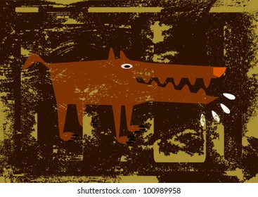 grunge crazy drooling dog design