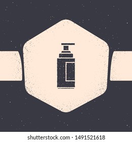 Grunge Cream or lotion cosmetic tube icon isolated on grey background. Body care products for men. Monochrome vintage drawing. Vector Illustration