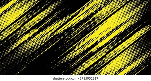 Grunge creative dark halftone and yellow dots pattern and black gradient grunge texture background. vector eps10