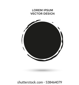 Grunge creative painted circle for logo, label, branding. Black brush stain texture. Vector illustration.