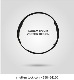 Grunge creative painted circle for logo, label, branding. Black brush stain texture. Vector illustration.