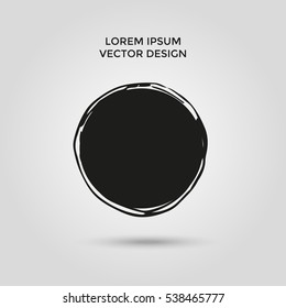 Grunge creative painted circle for logo, label, branding. Black brush stain texture. Vector illustration.