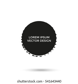 Grunge creative painted circle for logo, label, branding. Black brush stain texture. Vector illustration.