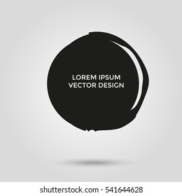 Grunge creative painted circle for logo, label, branding. Black brush stain texture. Vector illustration.