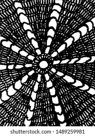 Grunge crochet texture. Detail of lace pattern. Black and white vector lace crochet.
