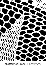 Grunge crochet texture. Detail of lace pattern. Black and white vector lace crochet.