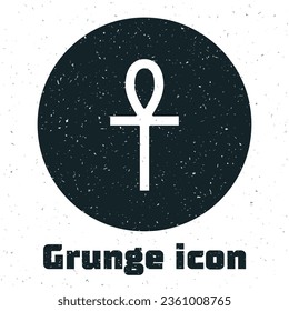 Grunge Cross ankh icon isolated on white background. Monochrome vintage drawing. Vector