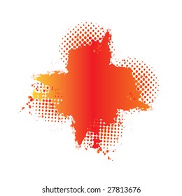 Grunge cross in colorful gradient on a white background