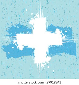 Grunge cross design element or background with scratches and splatter