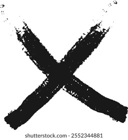 Grunge cross on white background symbolizes rejection, disagreement, and refusal