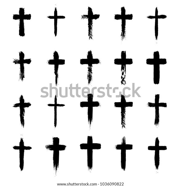 グランジ十字架の記号セット キリスト教の十字架 宗教的な記号とアイコン のベクター画像素材 ロイヤリティフリー