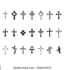 grunge cross vector Sword icon set on grey background