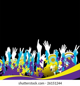 Grunge crowd goes wild music vector background