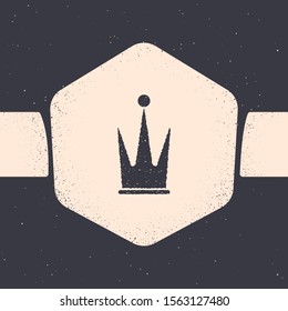 Grunge Crown icon isolated on grey background. Monochrome vintage drawing. Vector Illustration