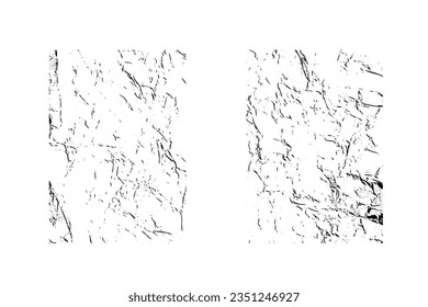 Grunge crumpled paper ink texture overlay. Abstract messy scratches and creases. Stripes and scuffs, vintage effect. Isolated. Vector illustration.