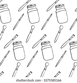 grunge crystal bottle object and paintbrushes background