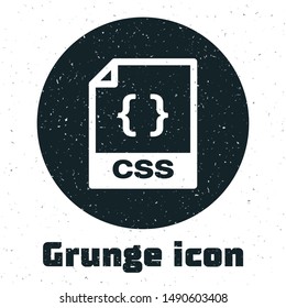Grunge CSS file document. Download css button icon isolated on white background. CSS file symbol.  Vector Illustration