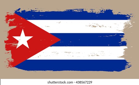 Grunge Cuba Flag.Old Cuban Flag.Vector Flag Of Cuba.