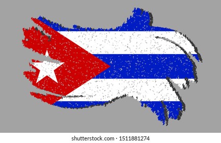 Grunge Cuba flag, Cuba flag with shadow on isolated background, vector illustration
