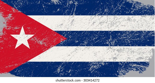 Grunge Cuba Flag.Cuban Flag With Grunge Texture.Vector Template.