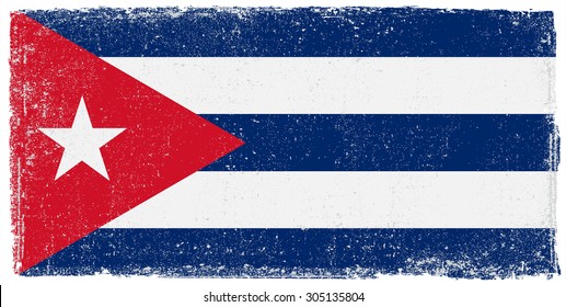 Grunge Cuba Flag.Cuban Flag With Grunge Texture.Vector Template.