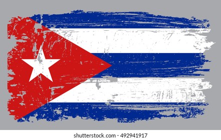 Grunge Cuba flag.Vector template.