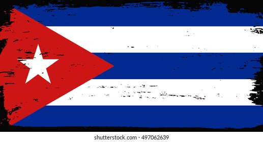 Grunge Cuba flag.Vector template.