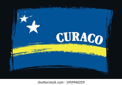 Grunge curaco flag.Vector flag of CURACO