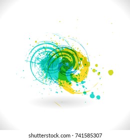 Grunge Curl. Vector Abstract Symbol. Art inks