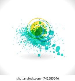 Grunge Curl. Vector Abstract Symbol. Art inks