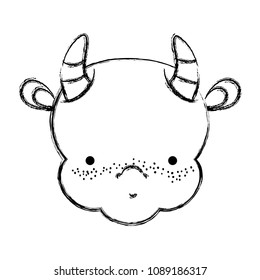 grunge cute dragon head with horns style